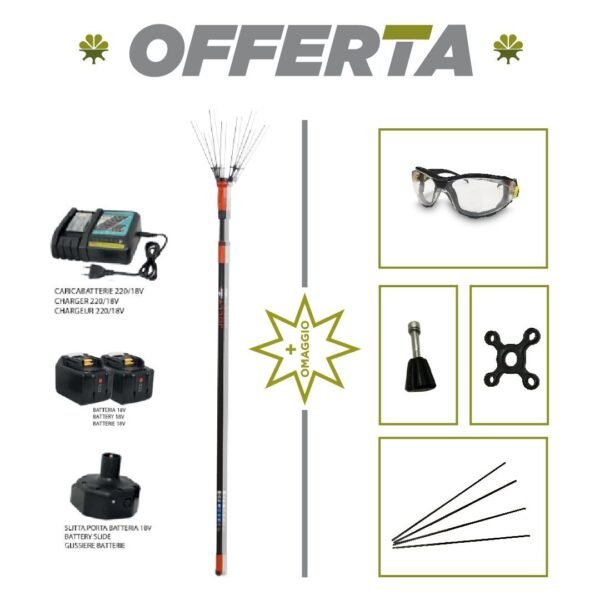 Abbacchiatore Elettrico a Batteria V34 0111 + KIT 0003 (Adattatore x Batteria + 2 Batterie + CaricaBatteria - JOLLY ITALIA